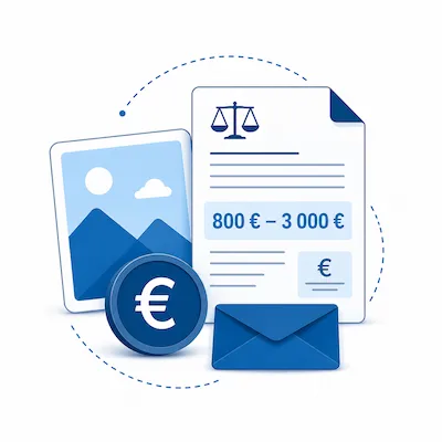 Réclamation de droits d'auteur avec montants exigés par PicRights et Rights Control
