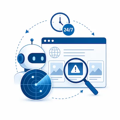 Robot de détection automatisée scannant les images d'un site web