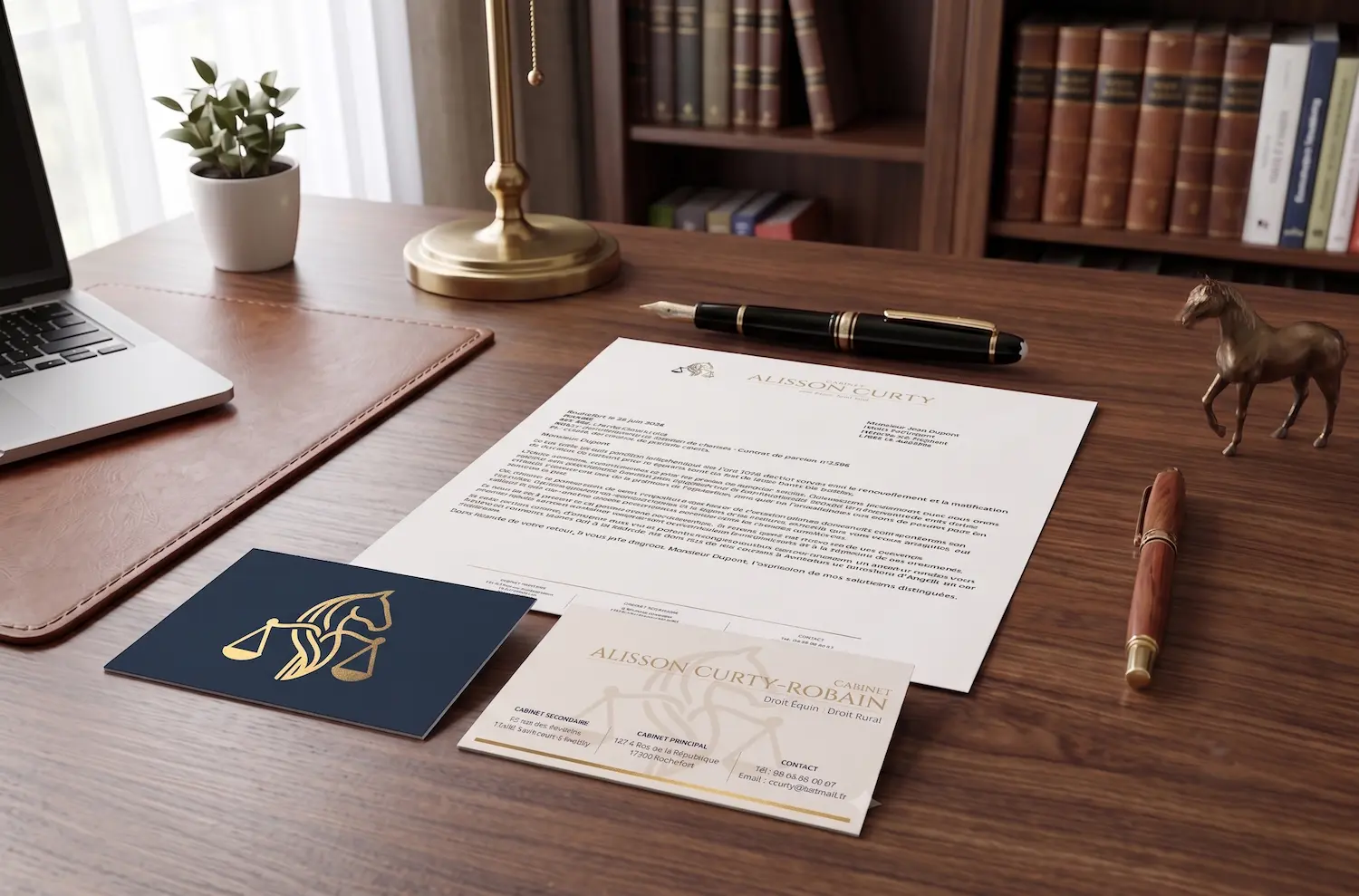 Identité visuelle complète réalisée par le Studio Tilium pour un cabinet d'avocat